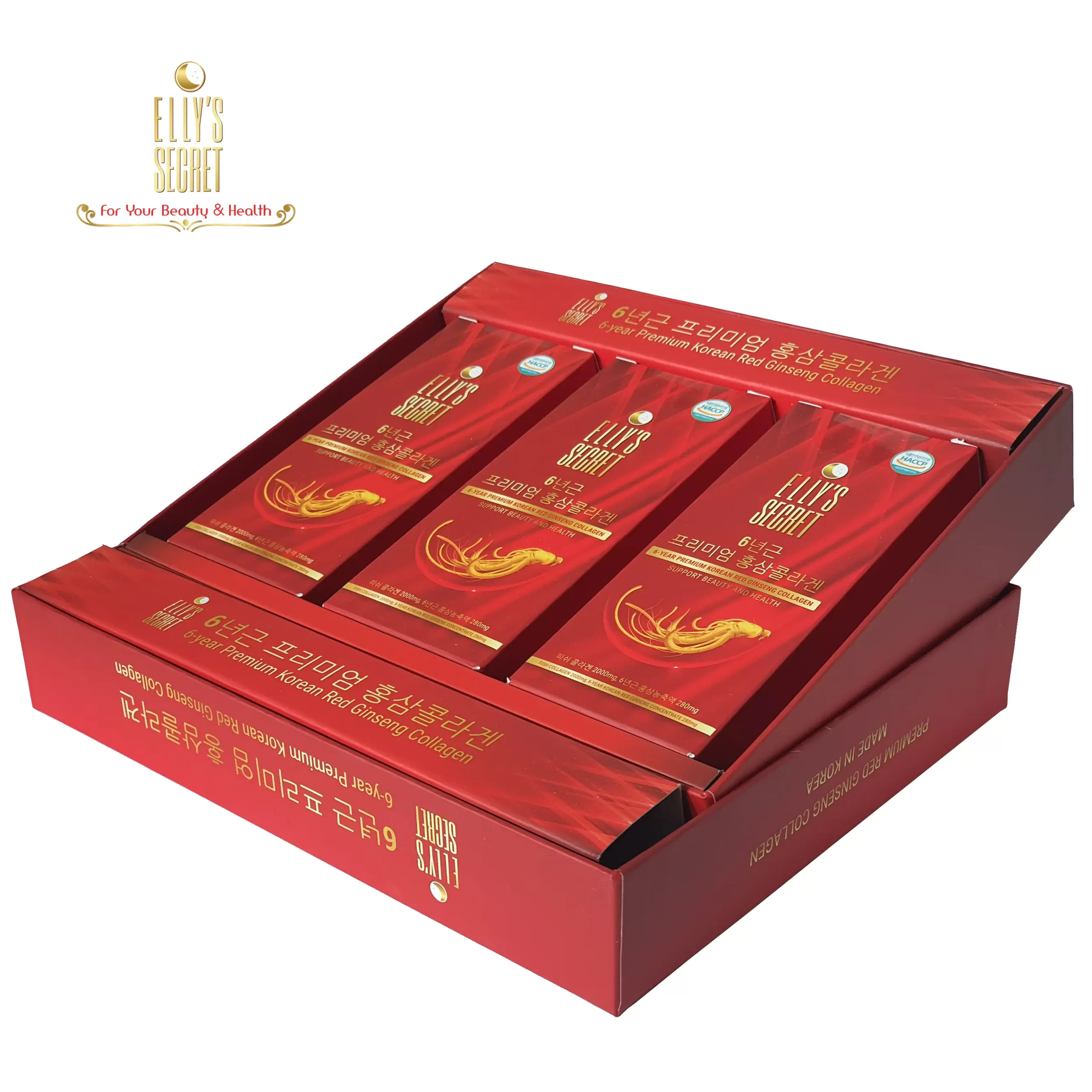 Bên Trong Hộp Hồng Sâm Collagen Cao Cấp Hàn Quốc Hộp 30 Gói X 10ml - 9mart.vn