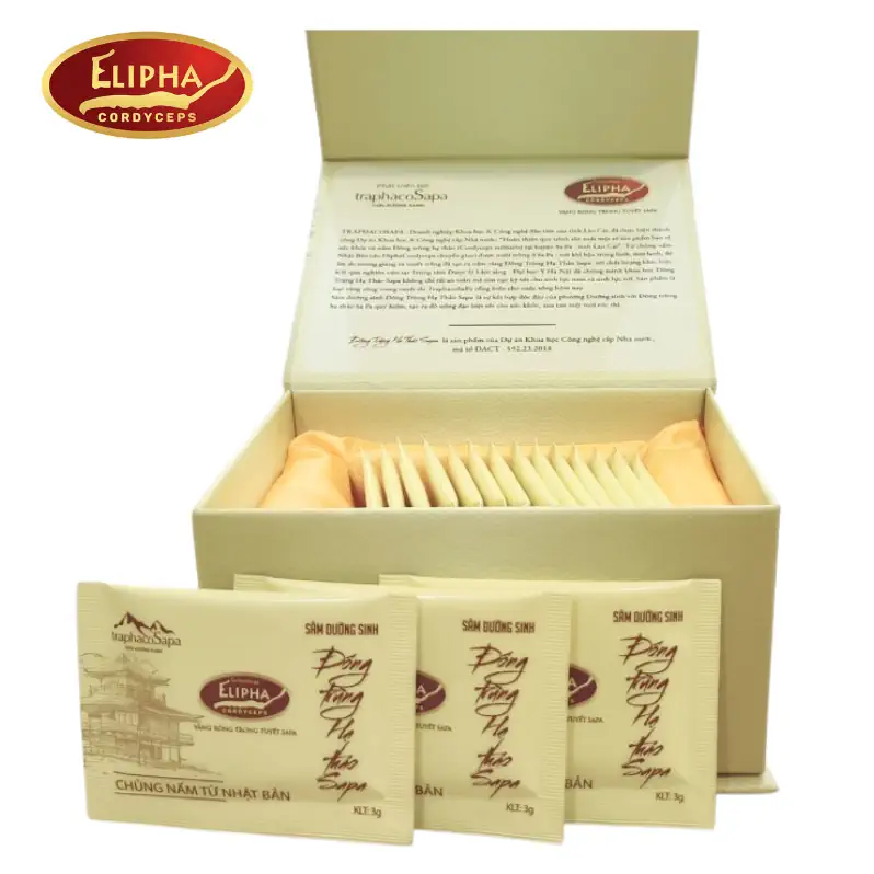 Bên trong hộp Sâm Dưỡng Sinh Đông Trùng Hạ Thảo Sapa Elipha - Chủng nấm từ Nhật Bản - Traphaco Sapa - Vitafood - 9mart.vn