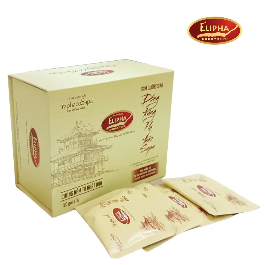 Hộp đựng Sâm Dưỡng Sinh Đông Trùng Hạ Thảo Sapa Elipha tinh tế, sang trọng - Traphaco Sapa - Vitafood - 9mart.vn
