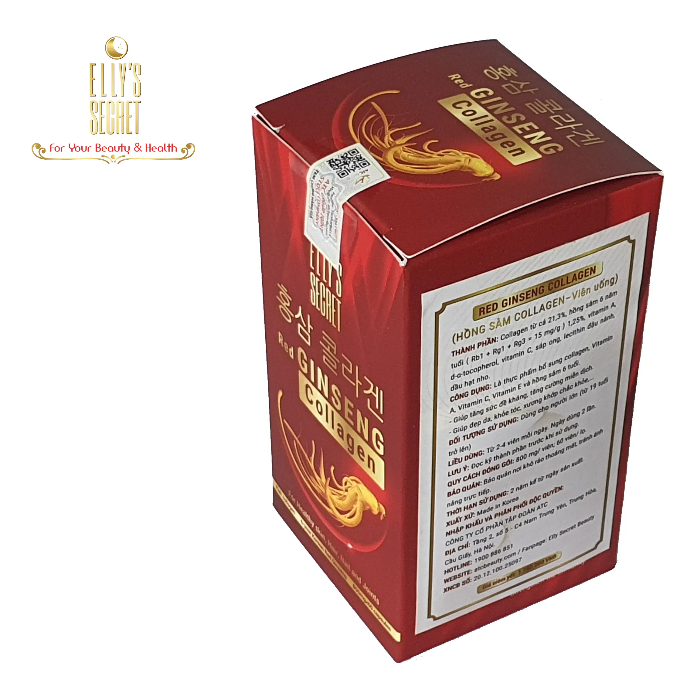 Tem Hộp Viên Uống Hồng Sâm Collagen Cao Cấp Hàn Quốc Hộp 60 Viên - 9mart.vn