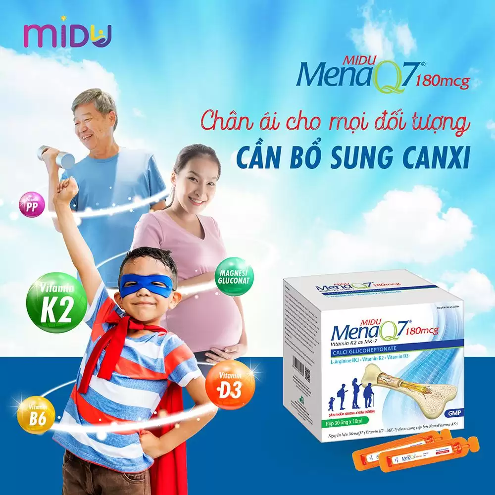 Chân ái Cho Mọi đối Tượng Cần đưa Canxi Vào Xương Hiệu Quả - Midu Mena Q7 180mcg - 9mart.vn