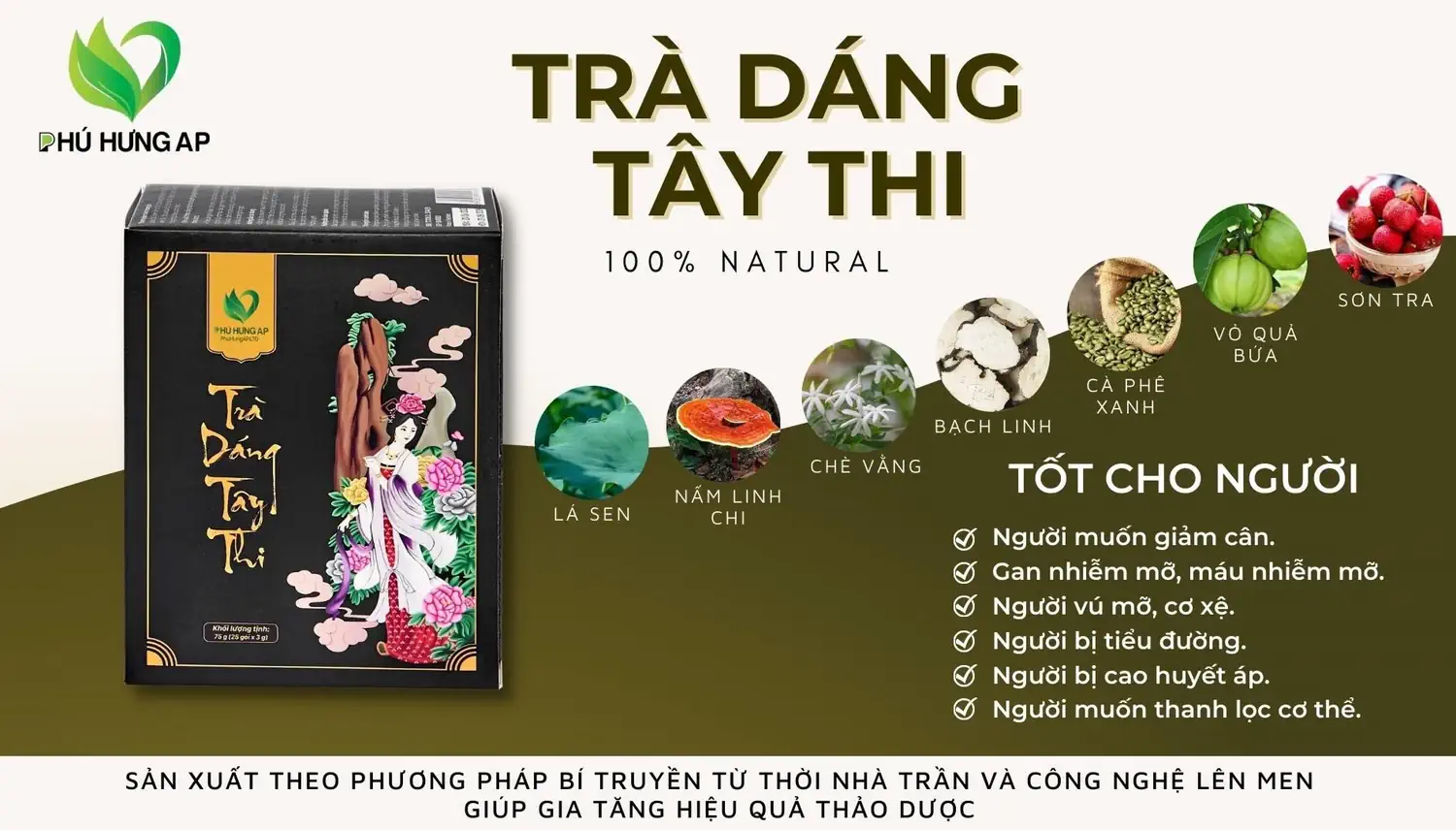 Thành phần và công dụng Trà Dáng Tây Thi AP Phú Hưng chính hãng giá tốt - 9mart.vn