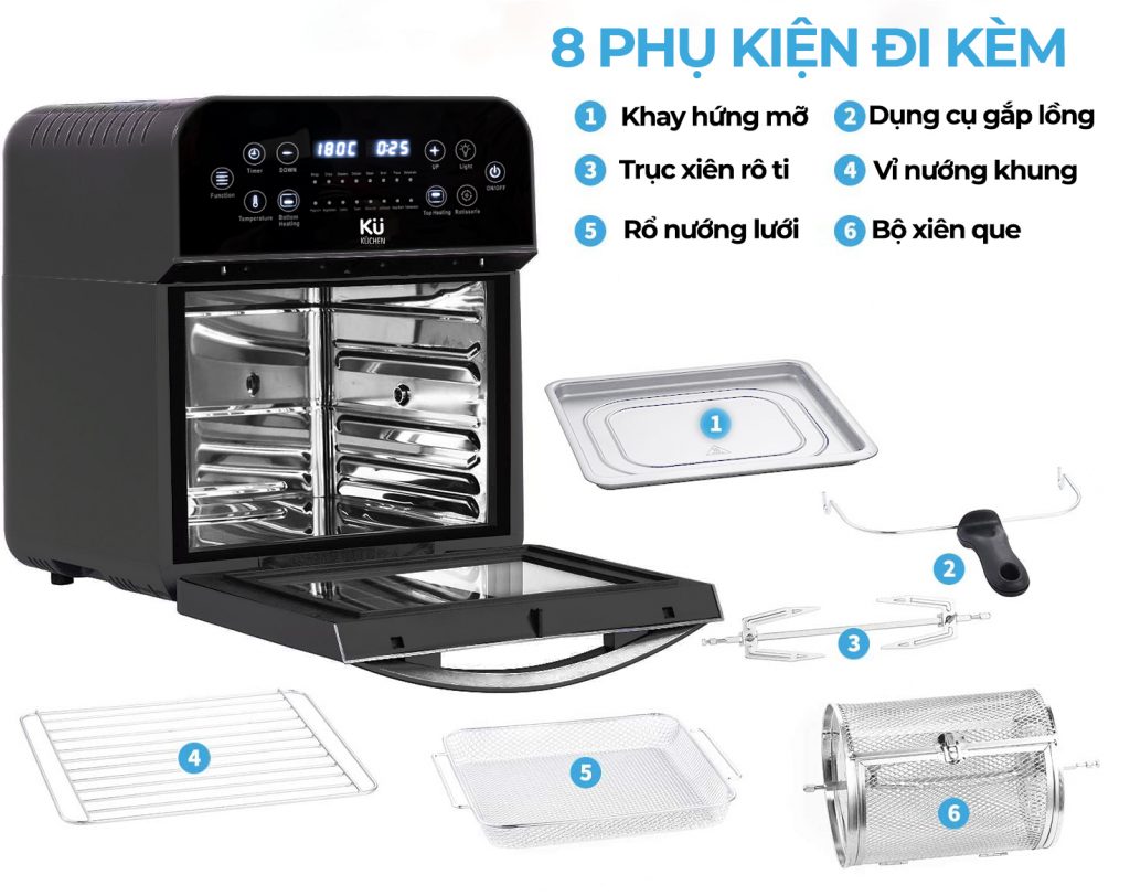 8 phụ kiện đi kèm nối chiên không dầu KU6218