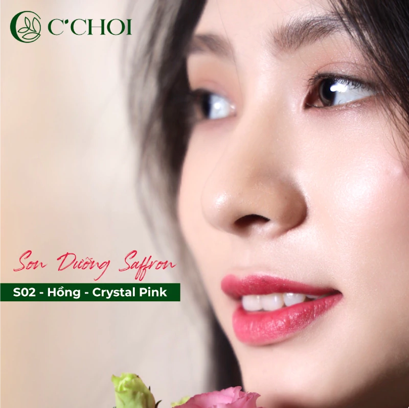 Ảnh Mẫu Son Dưỡng Saffron Màu S02 Crystal Pink Hồng Pha Lê – Son Dưỡng Môi Nghệ Tây C'choi - Punar - 9mart.vn