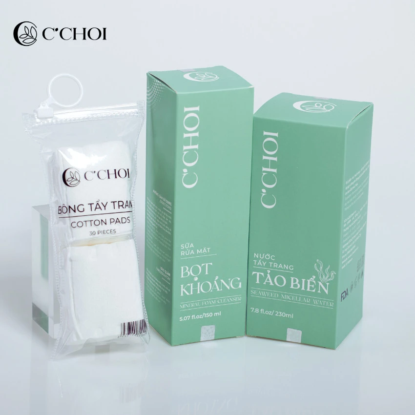 Khuyến mãi từ PDP Punar - Mua sữa rửa mặt bọt khoáng C' Choi và nước tẩy trang Tảo biển C'Choi tặng 01 bông tẩy trang C Choi chính hãng giá rẻ - 9Mart.vn