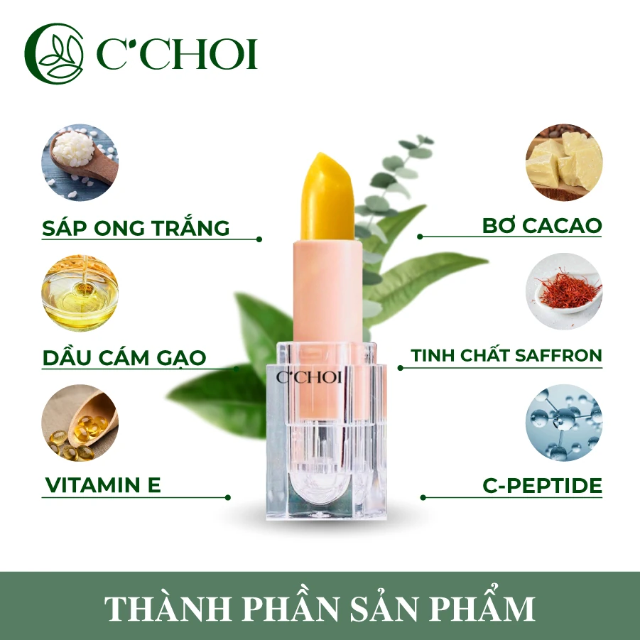 Thành Phần Son Dưỡng Saffron C'choi Không Màu – Son Dưỡng Môi Nhụy Hoa Nghệ Tây - Punar - 9mart.vn