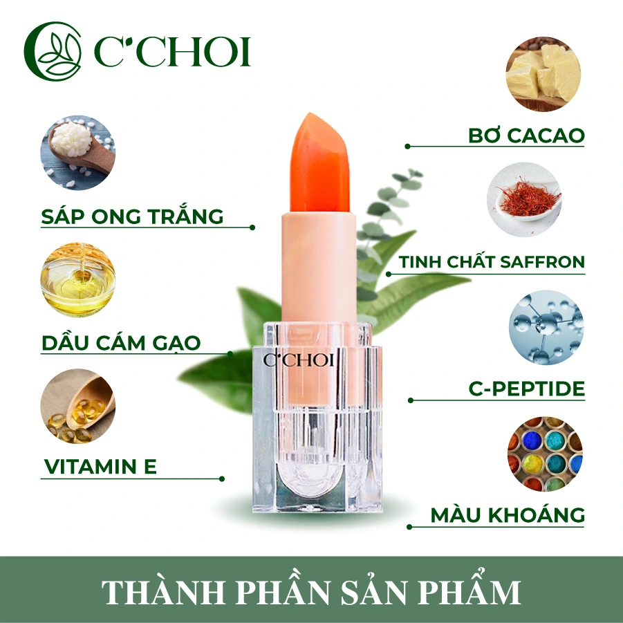 Thành Phần Son Dưỡng Saffron Có Màu – Son Dưỡng Môi Nghệ Tây C'choi Color - Punar - 9mart.vn
