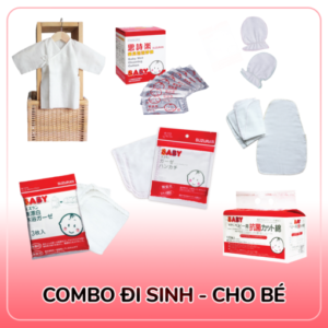Combo đi sinh - 7 món Cotton kháng khuẩn cho bé - Suzuran Japan