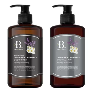Bộ chăm sóc cơ thể Lavender & Chamomile chính hãng giá tốt - Cấp ẩm thư giãn và làm dịu Bare for Bare - 9Mart.vn