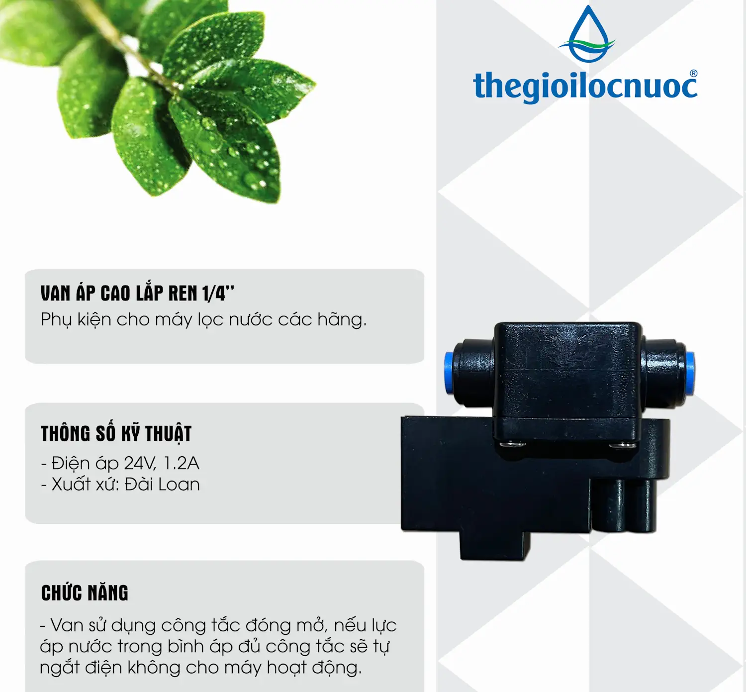 Thông Tin Van áp Cao Lắp Ren 1-4 Model E-hps-q0404-wt
