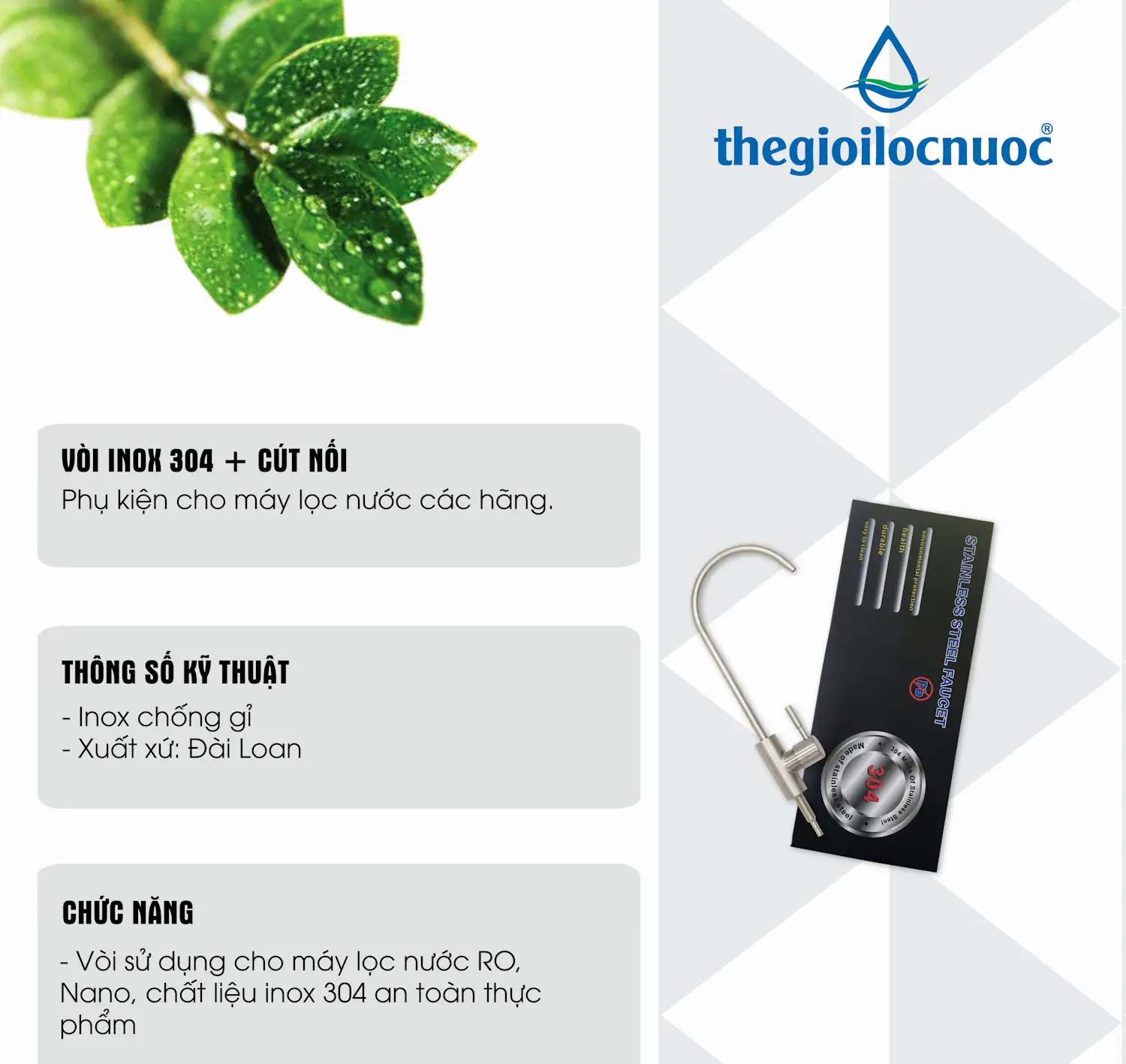 Thông Tin Vòi Inox 304 + Cút Nối
