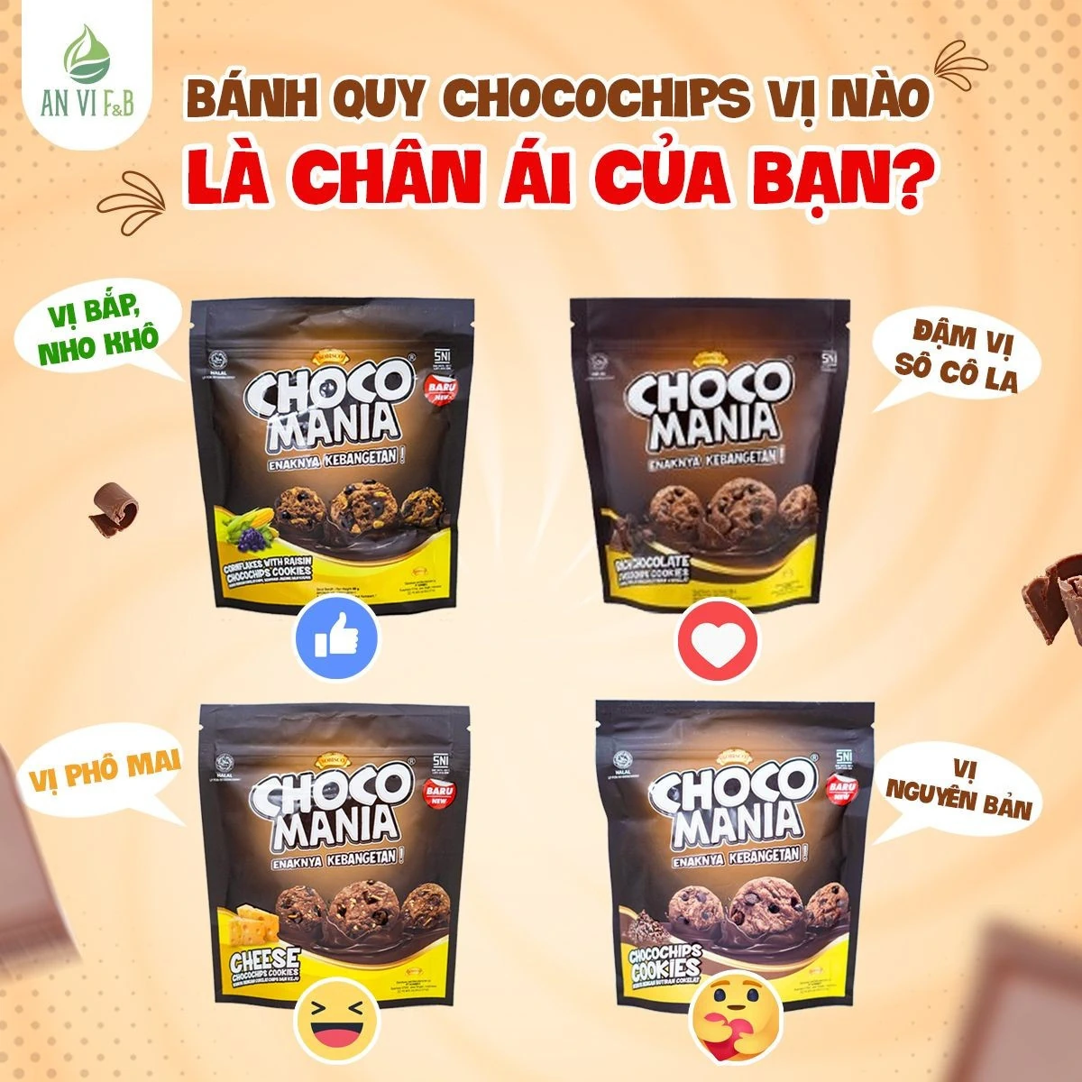 Bánh Quy Chocochips đậm Choco Mania - 4 Vị Hấp Dẫn Phù Hợp Mọi đối Tượng - 9mart.vn