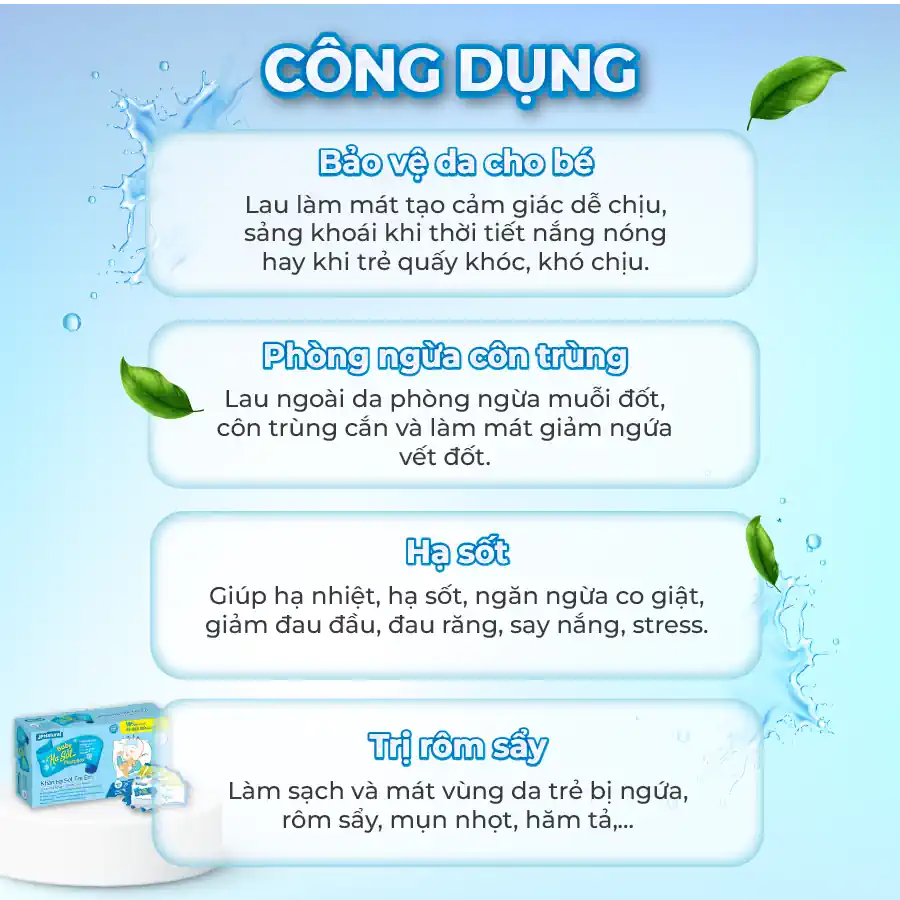 Công Dụng Của Khăn Lau Hạ Sốt Trẻ Em Baby Hạ Sốt Pharphap - Jp Natural - 9mart.vn