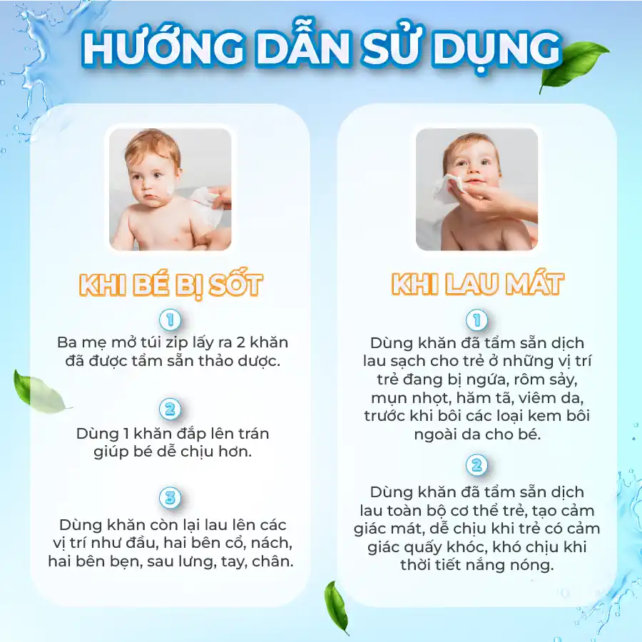 Hướng Dẫn Sử Dụng Khăn Lau Hạ Sốt Trẻ Em Baby Hạ Sốt Pharphap - Jp Natural - 9mart.vn
