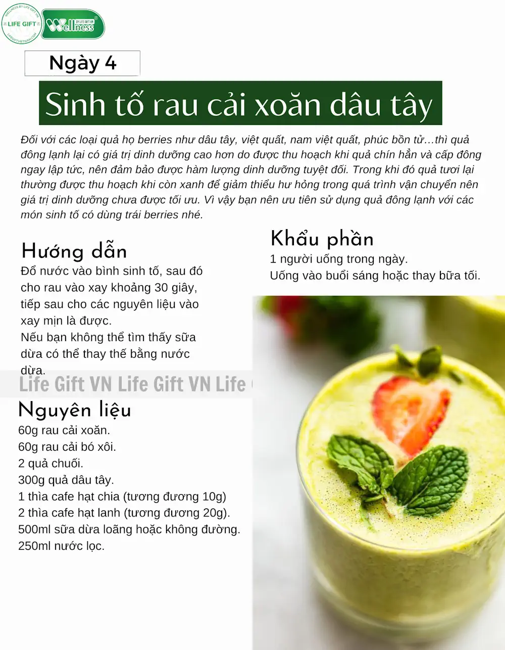 Ngày 4 - Sinh Tố Dâu Cải Xoăn Dâu Tây Cordypro - 9mart.vn