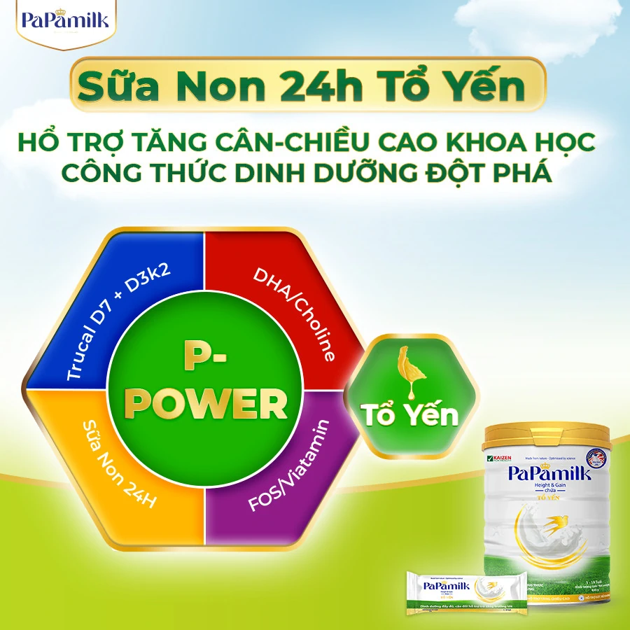 Sữa Non 24h Tổ Yến Papamilk Height & Gain - Vkaizen - 9mart.vn