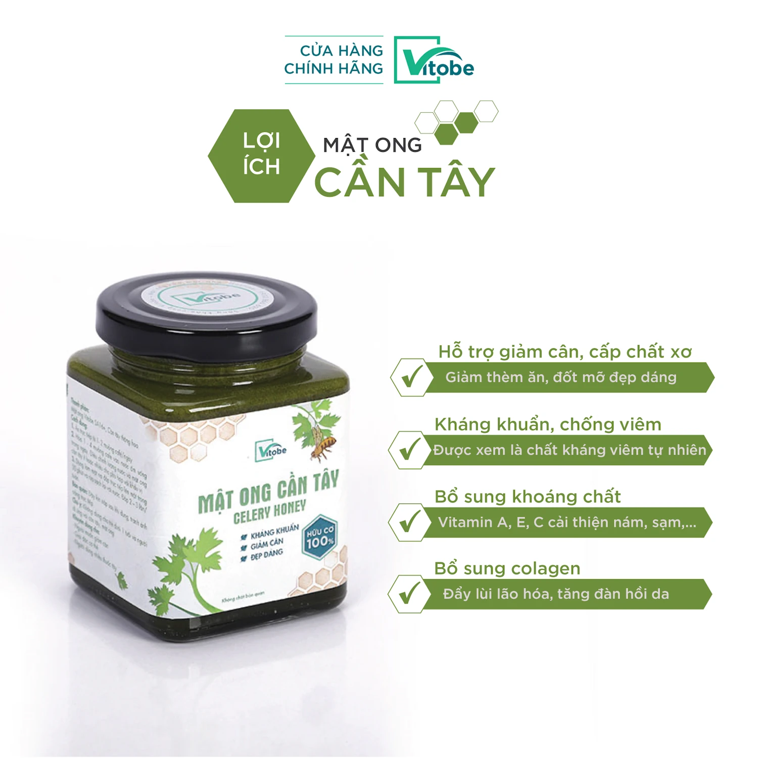 Lợi ích Mật Ong Cần Tây Celery Honey - Mật Ong Vitobe - 9mart.vn