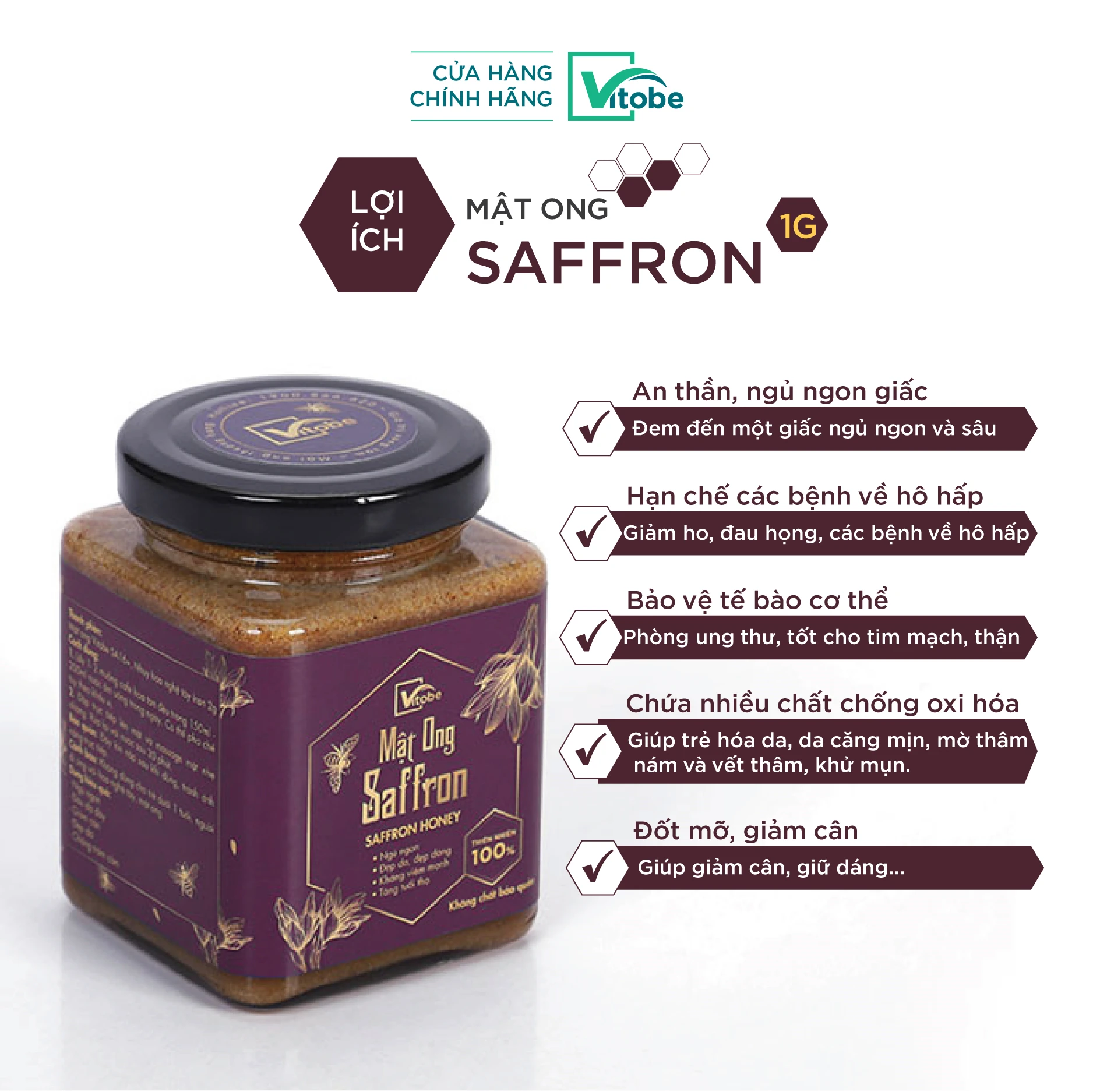 Lợi ích Mật Ong Saffron Tây Á - Mật Ong Vitobe - 9mart.vn