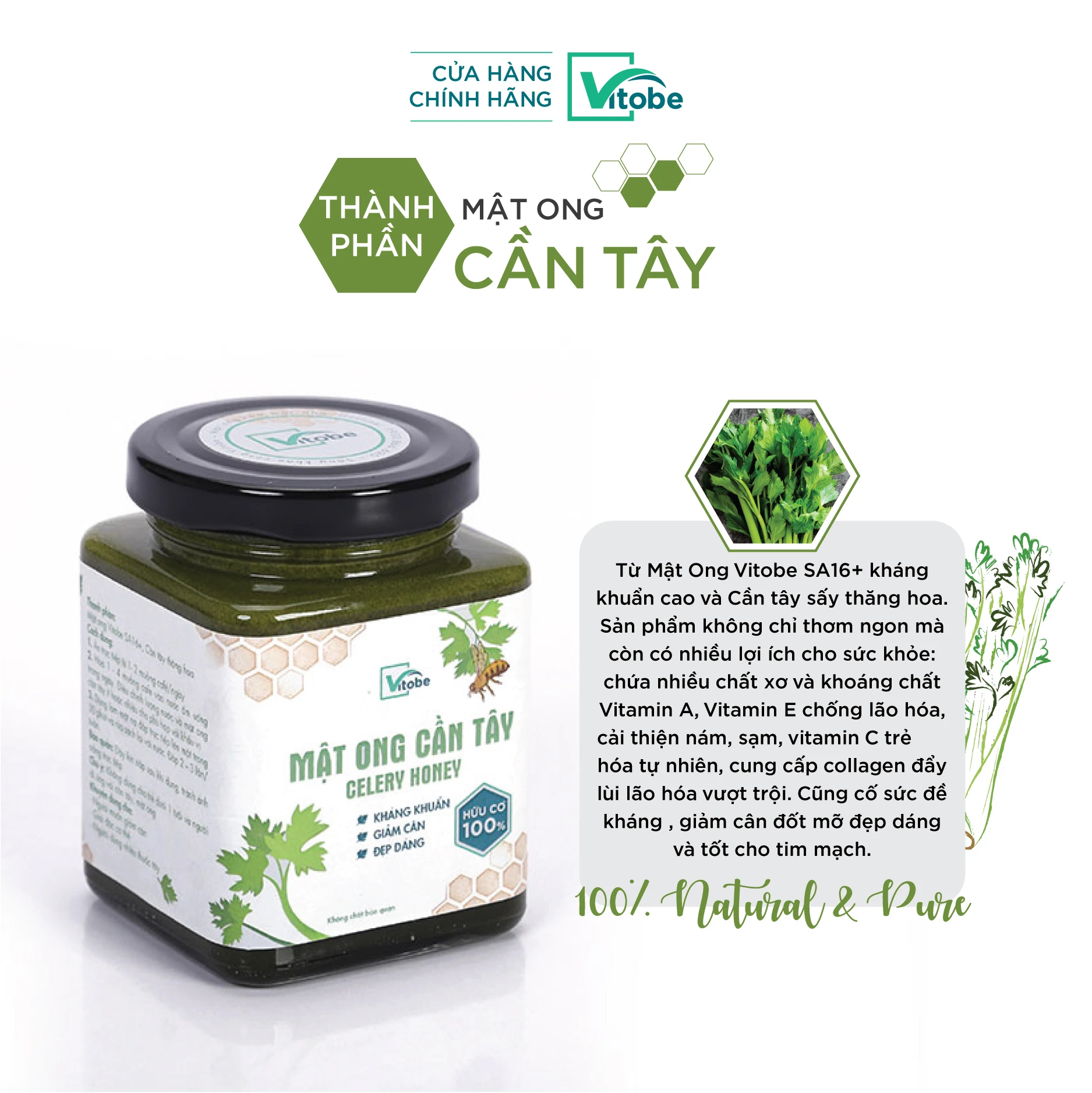 Thành Phần Mật Ong Cần Tây Celery Honey - Mật Ong Vitobe - 9mart.vn