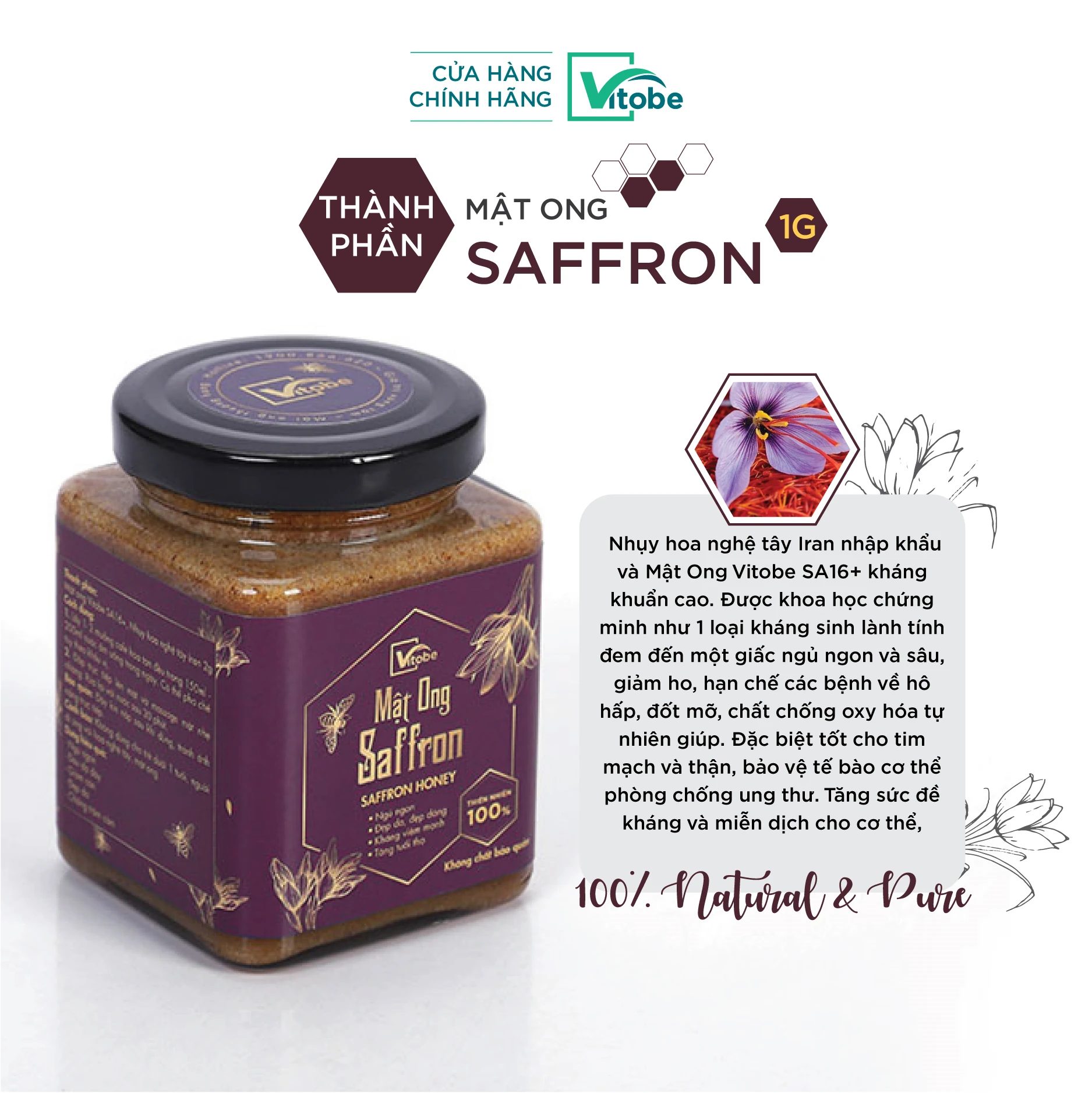 Thành Phần Mật Ong Saffron Honey Tây Á - Mật Ong Vitobe - 9mart.vn