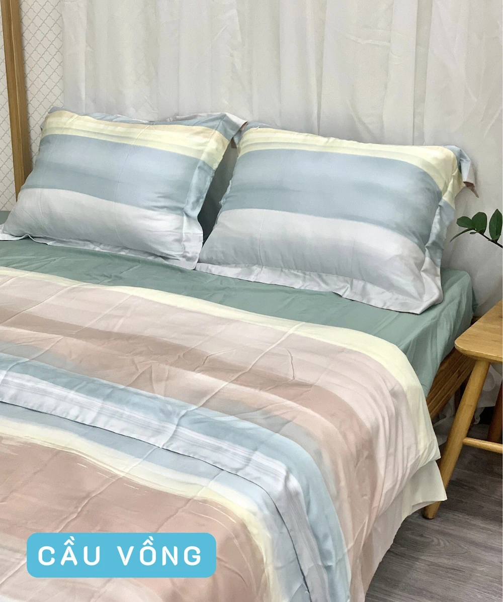 Combo Vỏ Mền Và Vỏ Gối Tencel 60s Mẫu Cầu Vồng - Tân Phát - 9mart.vn