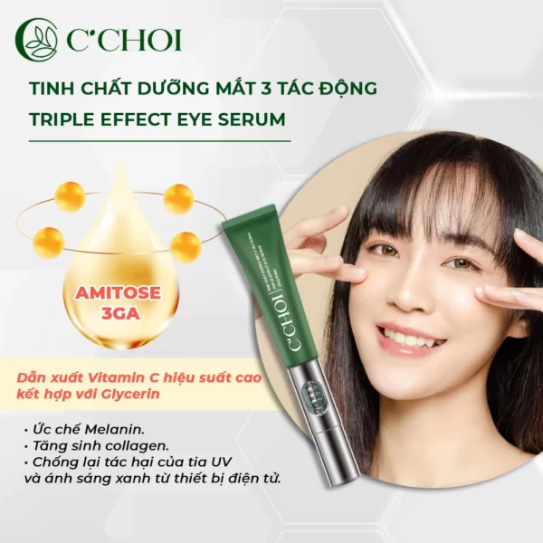 Tinh Chất Dưỡng Mắt 3 Tác động C’choi - Triple Effect Eye Serum - Tác Dụng Của Vitamin C Và Glycerin - Punar - 9Mart.vn