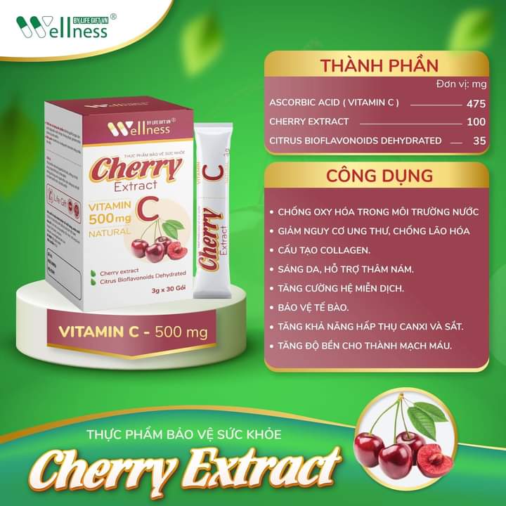 Thành phần và công dụng Cherry Extract - Thương hiệu: wellness By Life Gift VN - 9mart.vn