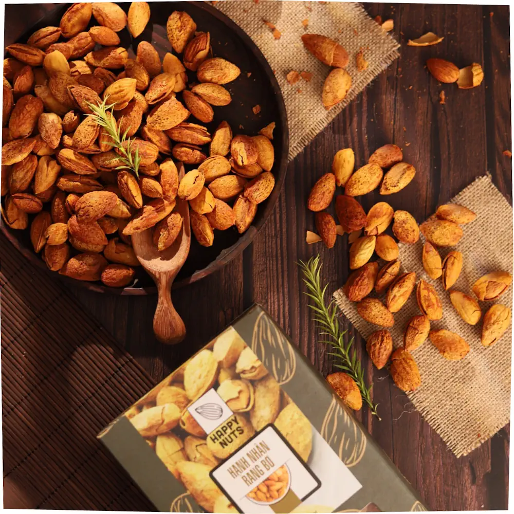 Hạnh Nhân Rang Bơ Mỹ (nguyên Vỏ) 500gr - Happy Nuts Việt Nam - Droppii Mall