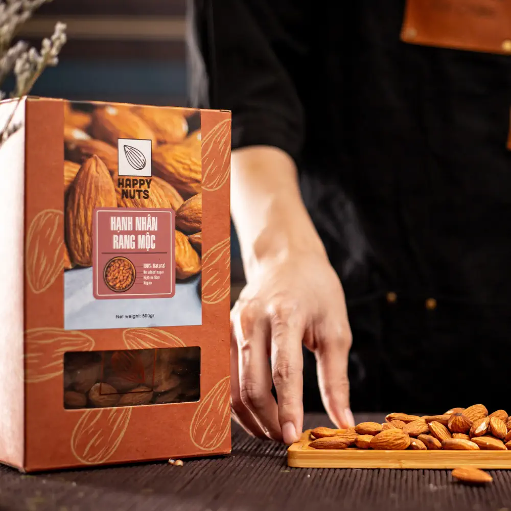 Hạnh Nhân Rang Mộc Mỹ (tách Vỏ) 500gr - Happy Nuts Việt Nam - Droppii Mall
