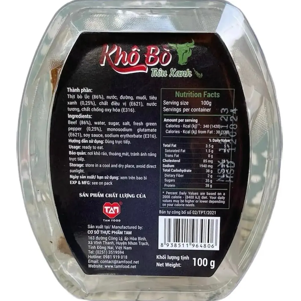 Thông Tin Khô Bò Tam Food Tiêu Xanh - 9mart.vn Thông Tin Khô Bò Tam Food Tiêu Xanh - 9Mart.vn