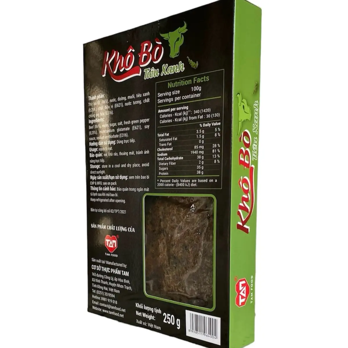 Thông Tin Khô Bò Tam Food Tiêu Xanh Hộp 250gr - 9mart.vn Thông Tin Khô Bò Tam Food Tiêu Xanh Hộp 250gr - 9Mart.vn