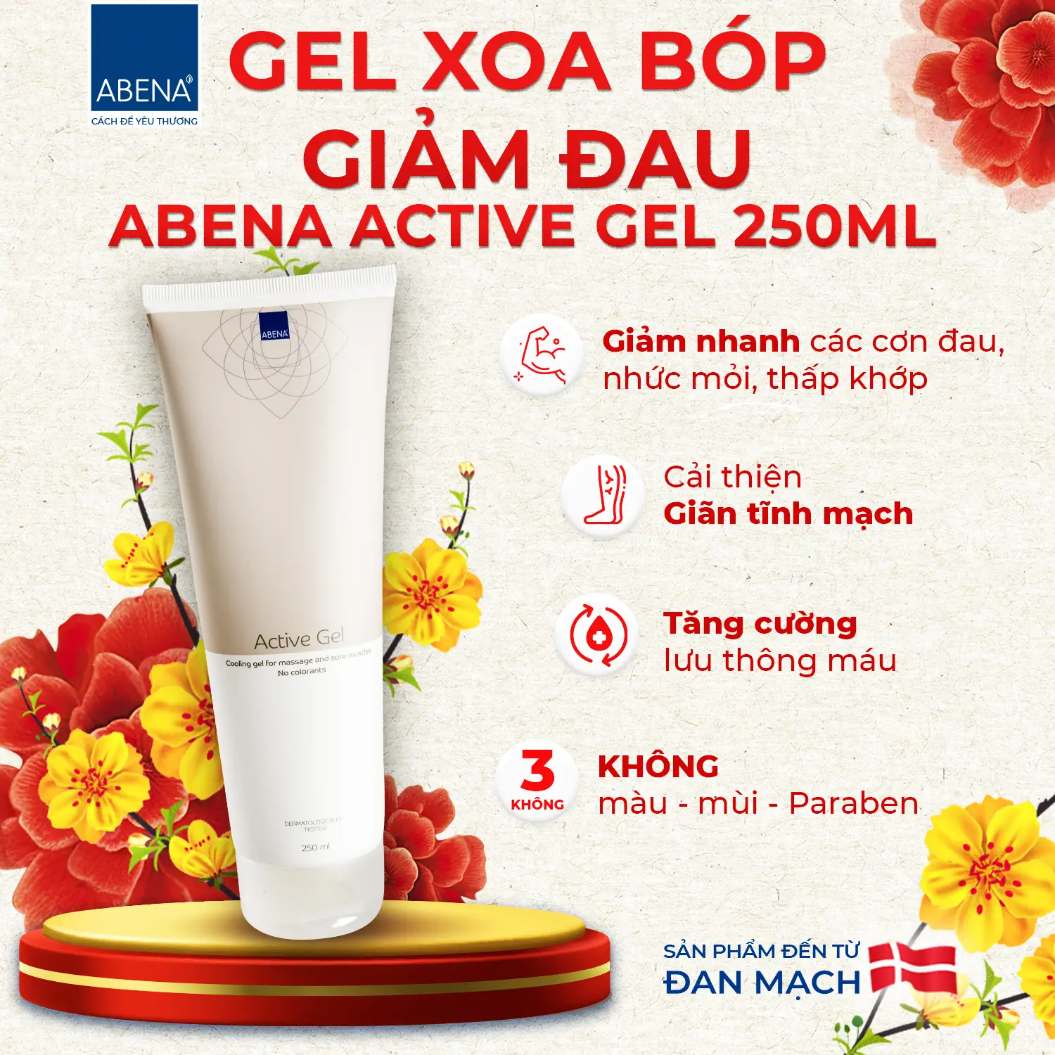 Gel Xoa Bóp Giảm đau Abena Activ Gel - Combo Tết Phú Quý - Quà Như Ý - Bộ Quà Tết 2024 Abena - 9mart.vn