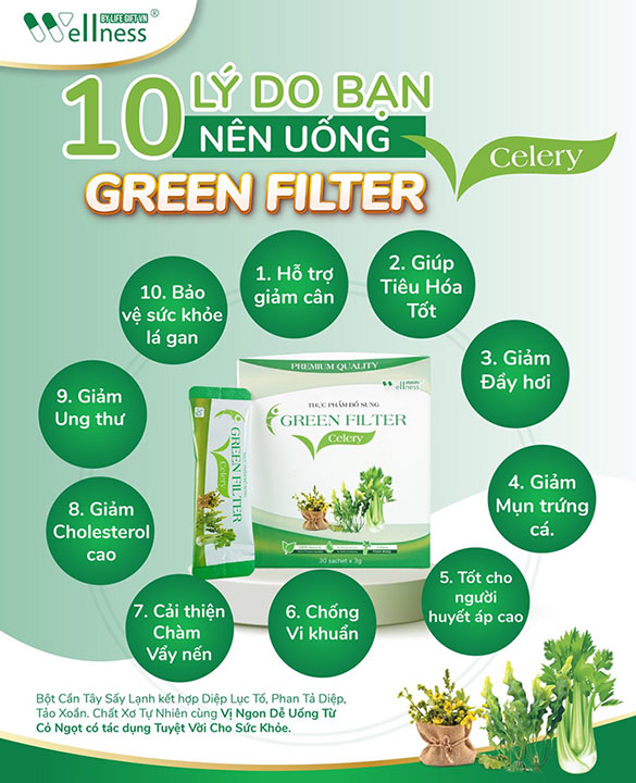 10 lý do bạn nên dùng Thực Phẩm Bổ Sung Bột Cần Tây Sấy Lạnh Diệp Lục Green Filter Celery - 9mart.vn