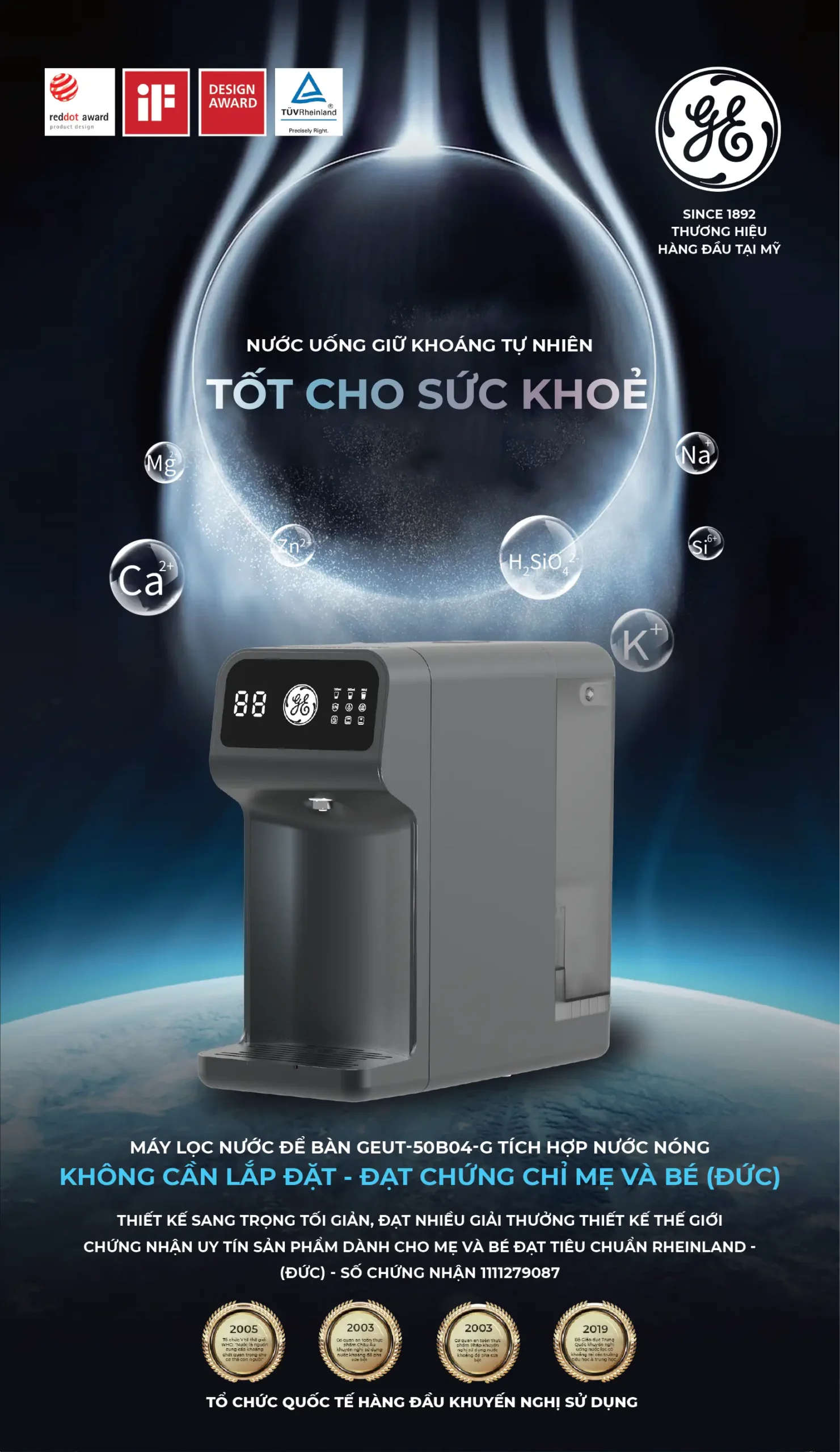 Máy Lọc Nước để Bàn Ge B04, Model Geut-50b04-g