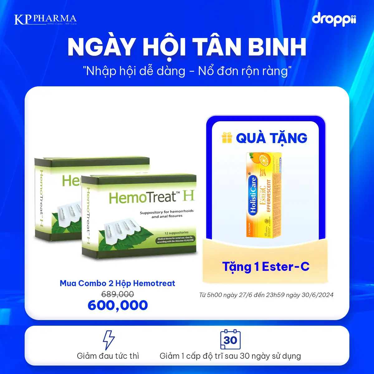 Tặng 1 quà tặng bất kỳ [Mua 1 Combo 02 Viên đặt hỗ trợ Hemotreat H-Suppositories (kèm túi giữ nhiệt)]