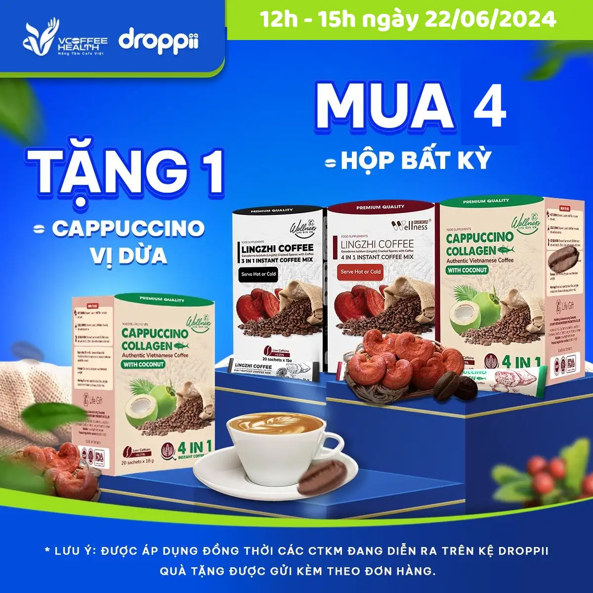 Tặng 1 TPBS Cappuccino Collagen – Cà phê sức khỏe vị dừa collagen