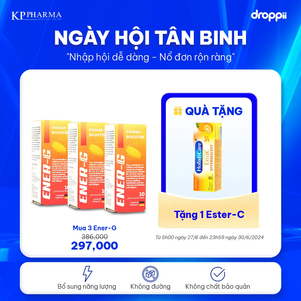 Tặng 1 quà tặng bất kỳ [Mua 3 Thực phẩm bảo vệ sức khỏe viên sủi ENER G]